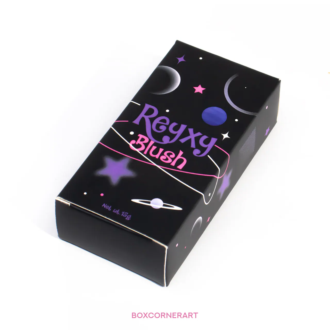 รูปตัวอย่างกล่องเครื่องสำอาง Reyxy Blush สำหรับรับผลิตกล่อง รับทำกล่อง และผลิตกล่องโดย Box Corner Art มุมหลัก