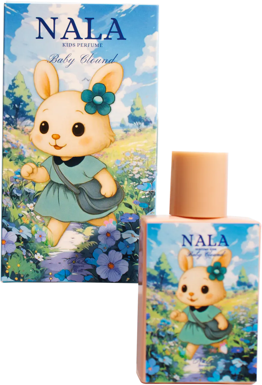 รูปตัวอย่างกล่องน้ำหอมและเครื่องหอม Nala น้ำหอม กลิ่นเบบี้คลาวด์ สำหรับรับผลิตกล่อง รับทำกล่อง และผลิตกล่องโดย Box Corner Art มุมที่ 3