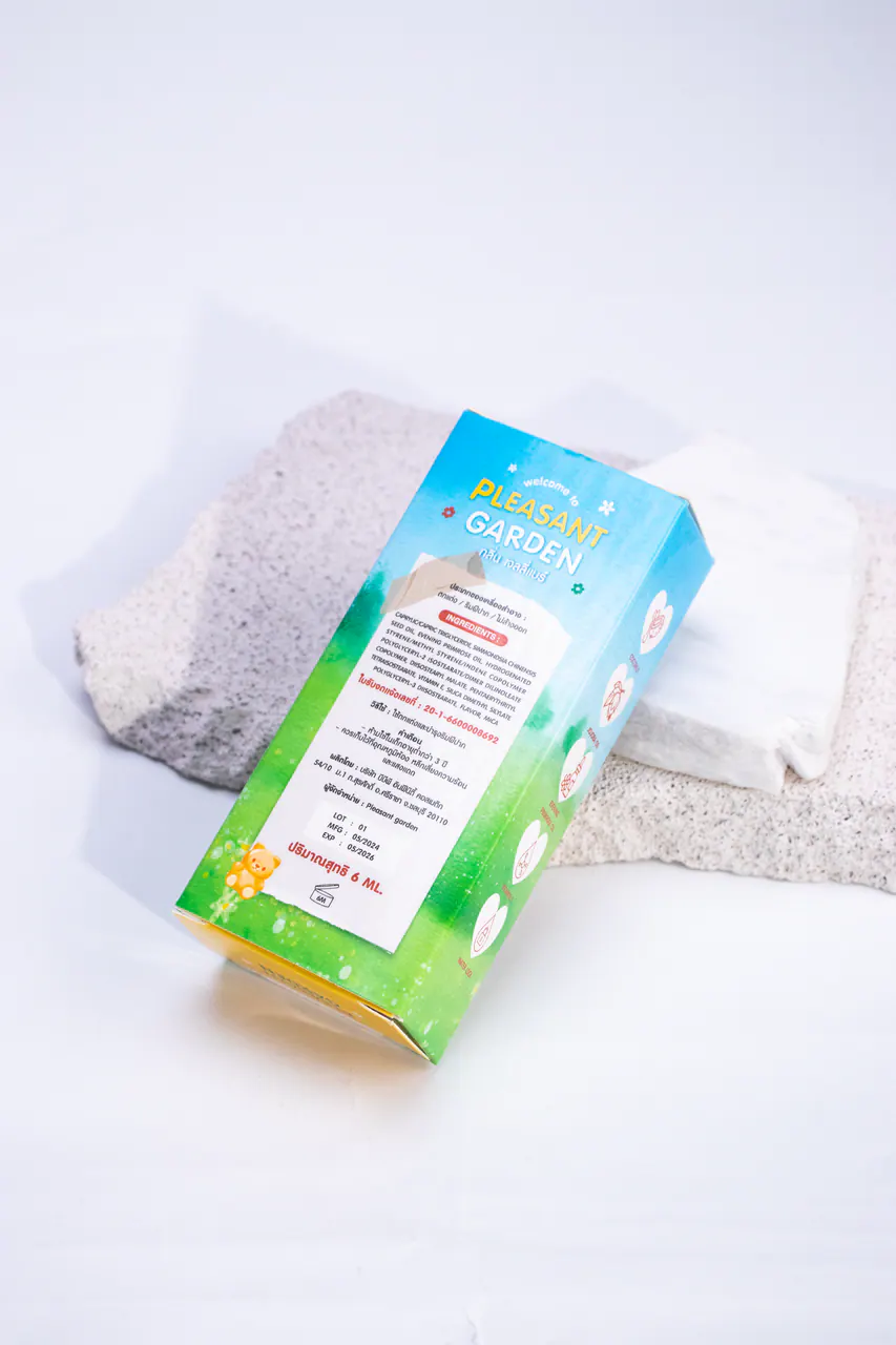รูปตัวอย่างกล่องน้ำหอมและเครื่องหอม Pleasant Garden กลิ่นเจลลี่แบร์ สำหรับรับผลิตกล่อง รับทำกล่อง และผลิตกล่องโดย Box Corner Art มุมที่ 2