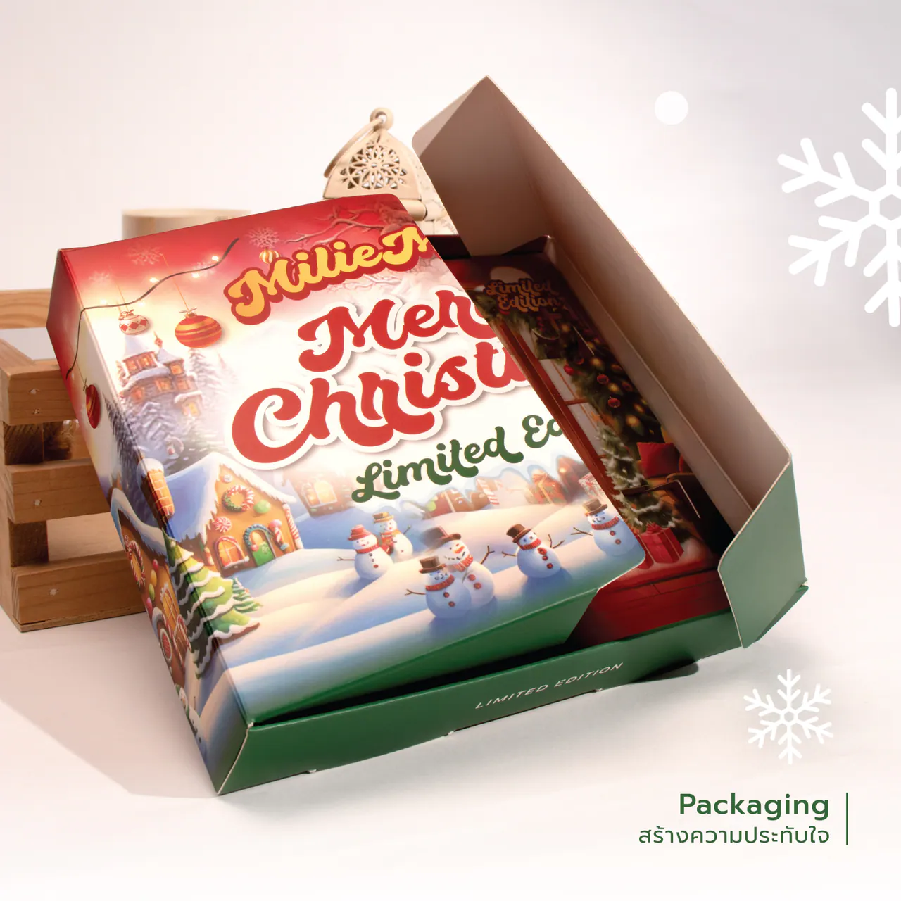 รูปตัวอย่างกล่องเซ็ตและของขวัญ Milliemink Christmas Gift สำหรับรับผลิตกล่อง รับทำกล่อง และผลิตกล่องโดย Box Corner Art มุมหลัก