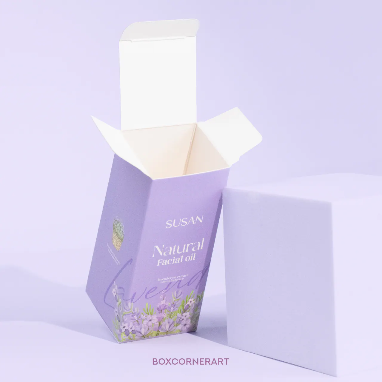 รูปตัวอย่างกล่องครีมสกินแคร์ Susan Facial Oil สำหรับรับผลิตกล่อง รับทำกล่อง และผลิตกล่องโดย Box Corner Art มุมที่ 2