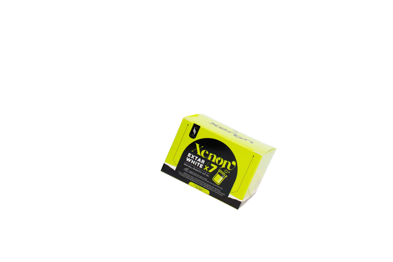 รูปตัวอย่างกล่องครีมสกินแคร์ Xenon Cream สีเขียว สำหรับรับผลิตกล่อง รับทำกล่อง และผลิตกล่องโดย Box Corner Art มุมที่ 4