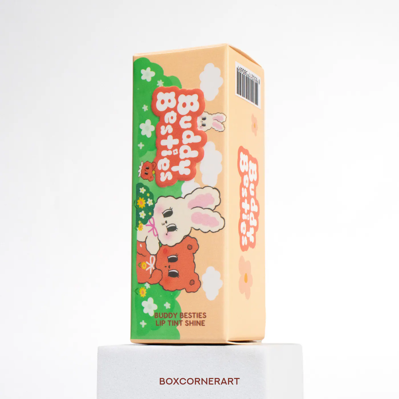 กล่อง Buddy Besties ลิปทินท์ ทำแพ็กเกจให้สดใสและขายง่าย โดย Box Corner Art