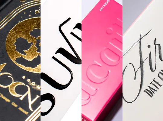 กล่องพรีเมียมที่มี gold foil spot UV emboss และ matte lamination